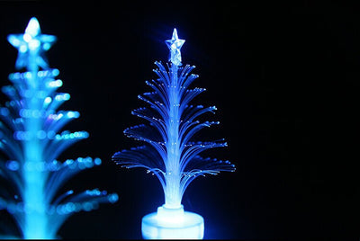 PWO Fitness LED Fiber Christmas Tree Light glowing in vibrant blue, perfect for holiday decorations.