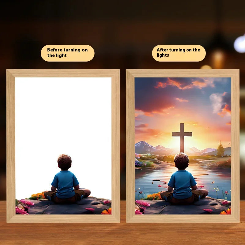 The PWO Fitness Photo Frame Illuminated LED Moon Lamp adds warmth, faith, and soft LED lighting, making it a meaningful décor piece or thoughtful gift.
