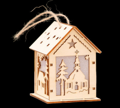 PWO Fitness Christmas Led Light Wood Decoration Wooden Xmas Pendant