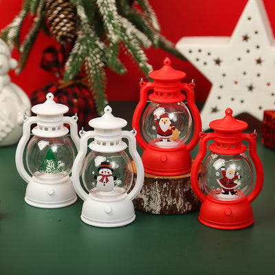 PWO Fitness Christmas Decorations LED Portable Oil Lamp in red and white featuring festive characters.