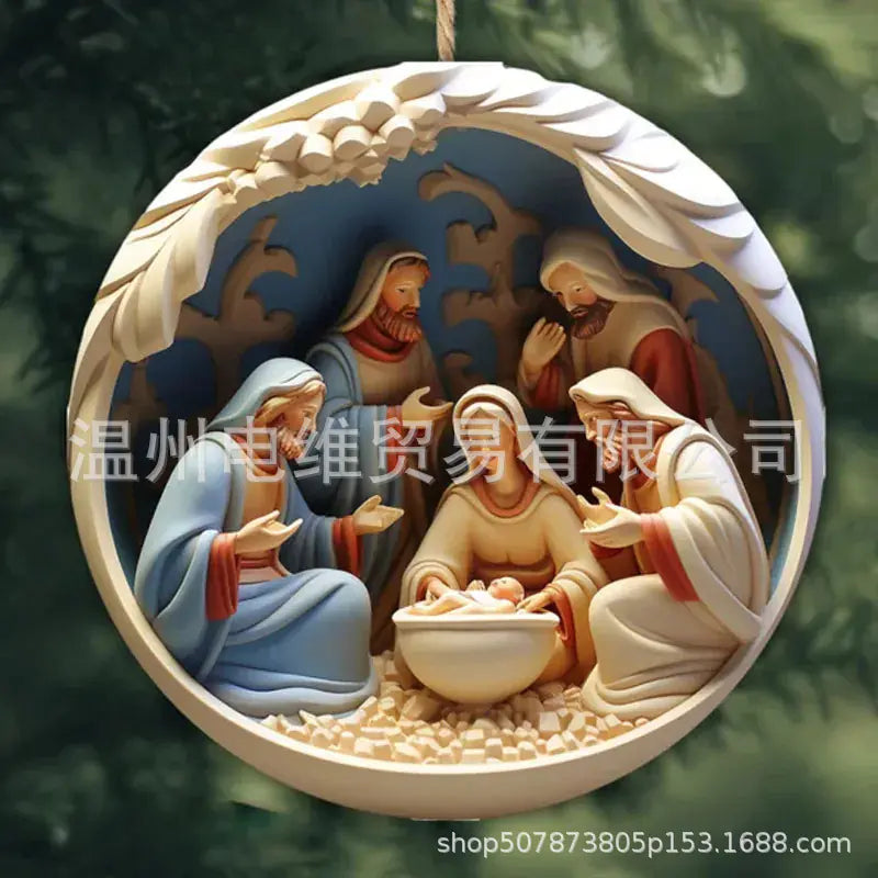 PWO Fitness Christmas Ornament Home Decor Nativity 3D Acrylic effect