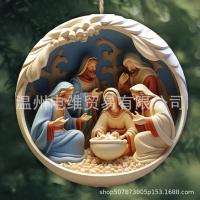 PWO Fitness Christmas Ornament Home Decor Nativity 3D Acrylic effect