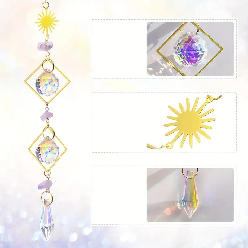 PWO Fitness Crystal Moon Sun Prism Suncatcher