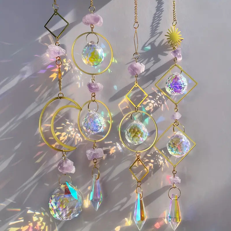 PWO Fitness Crystal Moon Sun Prism Suncatcher