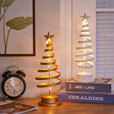 PWO Fitness LED Spiral Christmas Tree Lamp Wrought Iron Desk Decor