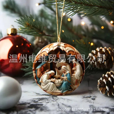 PWO Fitness Christmas Ornament Home Decor Nativity 3D Acrylic effect