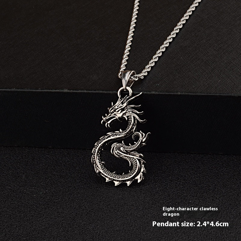 PWO Fitness Fashion Jewelry Pendant Necklace Christmas Gifts featuring a dragon sword pendant, stylish and symbolic accessory.