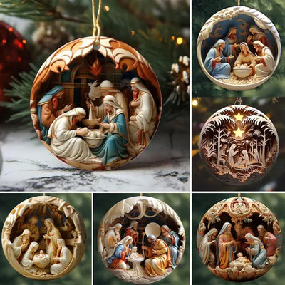 PWO Fitness Christmas Ornament Home Decor Nativity 3D Acrylic effect