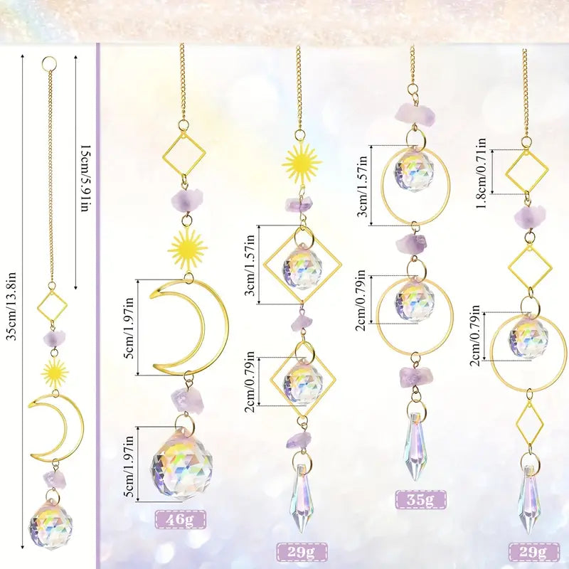 PWO Fitness Crystal Moon Sun Prism Suncatcher