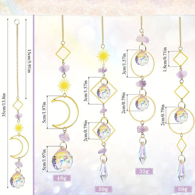PWO Fitness Crystal Moon Sun Prism Suncatcher