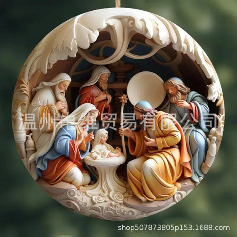 PWO Fitness Christmas Ornament Home Decor Nativity 3D Acrylic effect