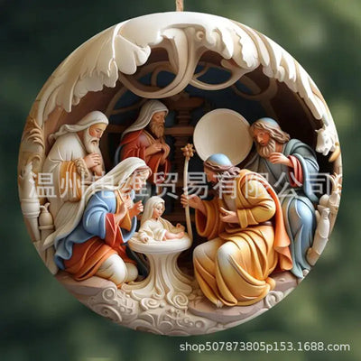 PWO Fitness Christmas Ornament Home Decor Nativity 3D Acrylic effect
